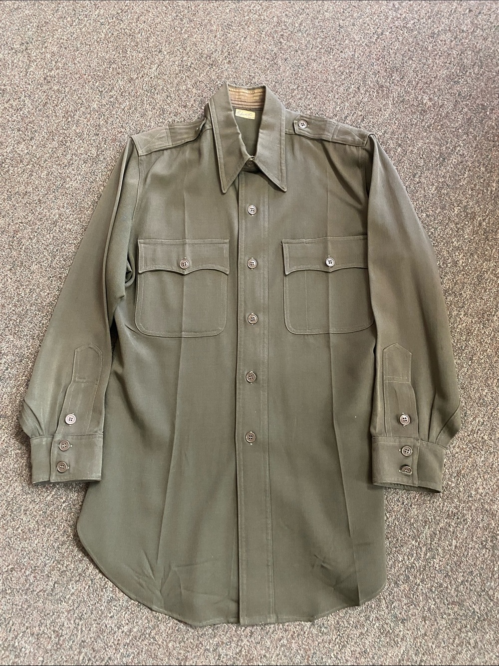 Men's Olive Green Military-Style Field Shirt Jacket